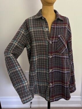 Pull&Bear Multi-Color Plaid Shacket with Teal Accents